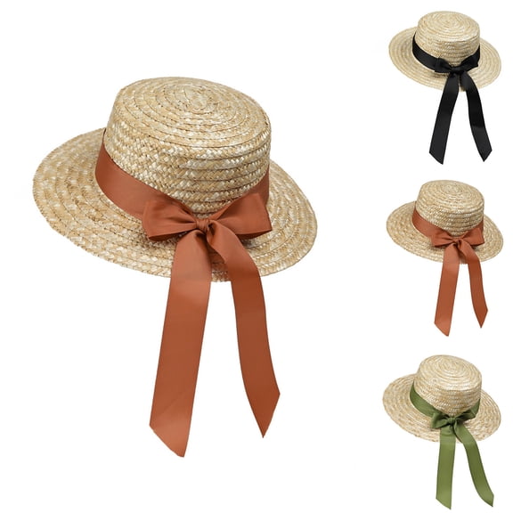 HONHUZH Summer Hats Womens Solid Color Bow Detail Sun Hat Summer Beach Fisherman Hat