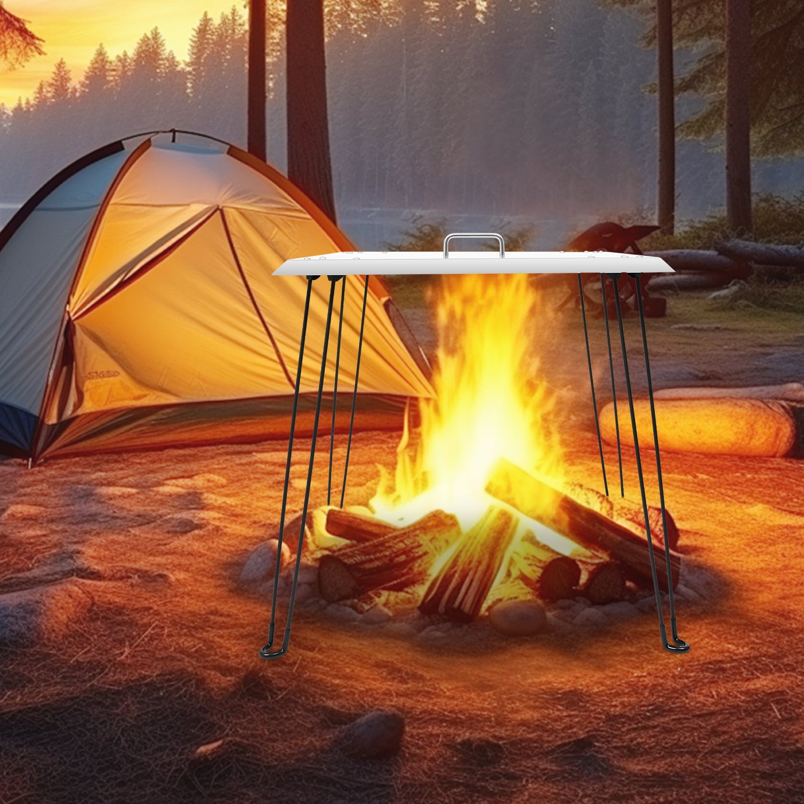 Fire Pit Heat Deflector - Stainless Steel, Foldable with Handle, Weatherproof, Safe & Durable, Ideal for Outdoor Fire Pits, Provides Efficient Heat Distribution