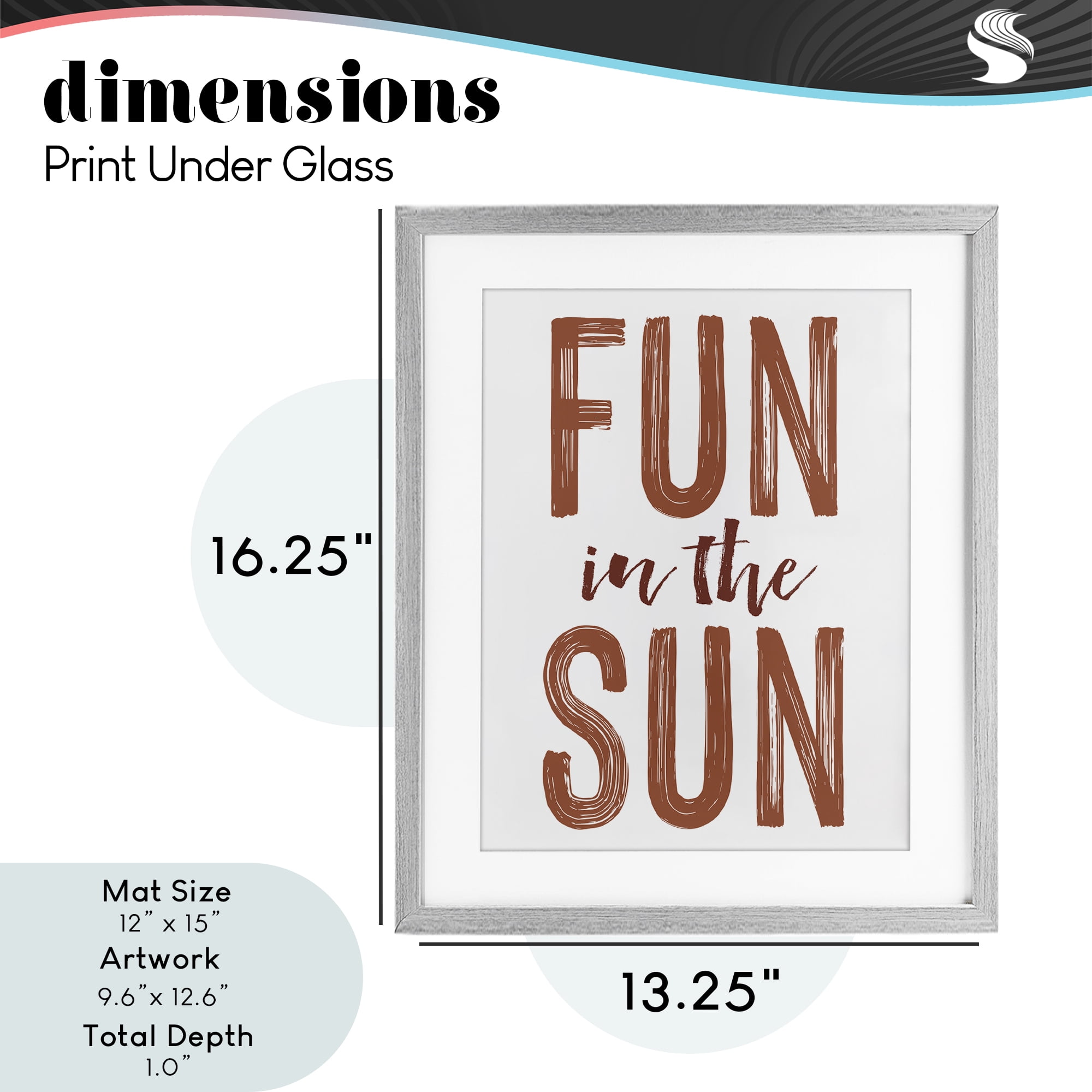 Summer Sentiment Fun In Sun Gray Framed Print Under Glass, design by Lettered and Lined