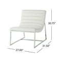 thumbnail image 3 of Noble House Patrick Modern Faux Leather Accent Slipper Chair, White, 3 of 10