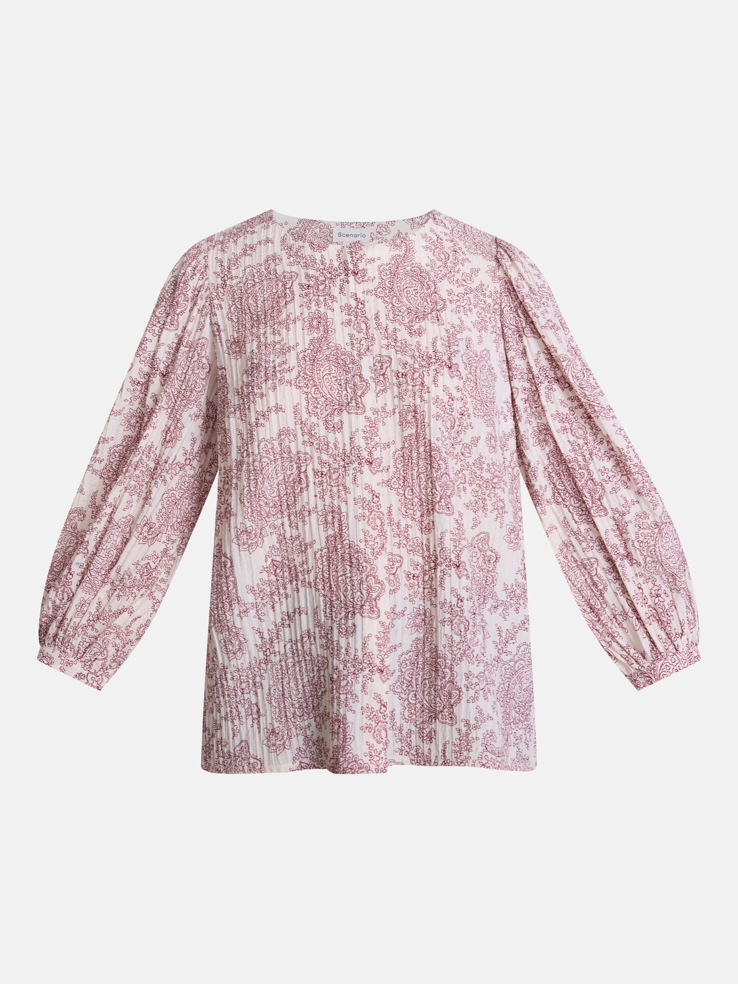 Scenario Women's and Women's Plus Blouse with 3/4-Length Puff Sleeves, Sizes XS-4X