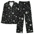 thumbnail image 7 of Lorytime Christmas Pajamas Sets Adults Snowflakes Long Sleeved Collared Tops Elastic Waist Pants Holiday Sleepwear, 7 of 7
