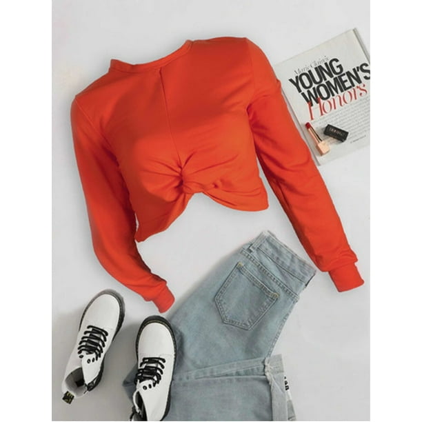 Playera Dama Corta Crop Top Manga Larga Ombliguera Moda Mujwe LOLE Crop Top
