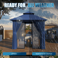 thumbnail image 3 of Sunmthink Outdoor Gazebo for Patio 8'x8', Metal Frame Canopy with Double Roofs, Heavy Duty Party Tent and Shelter with Mosquito Netting and Privacy Screen for Backyard,Garden,Deck (Blue), 3 of 9