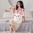 thumbnail image 1 of Ropa de dormir ligera de manga corta para mujer, ropa de dormir holgada de algodón con simulación de maternidad para el hogar, cómoda con estampado de dibujos animados, verano, 1 of 5