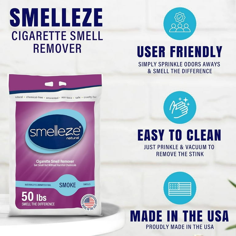 what eliminates cigarette smell SMELLEZE Natural Cigarette Odor Eliminator Deodorizer 2lb Powder Destroys  Smoking Stink
