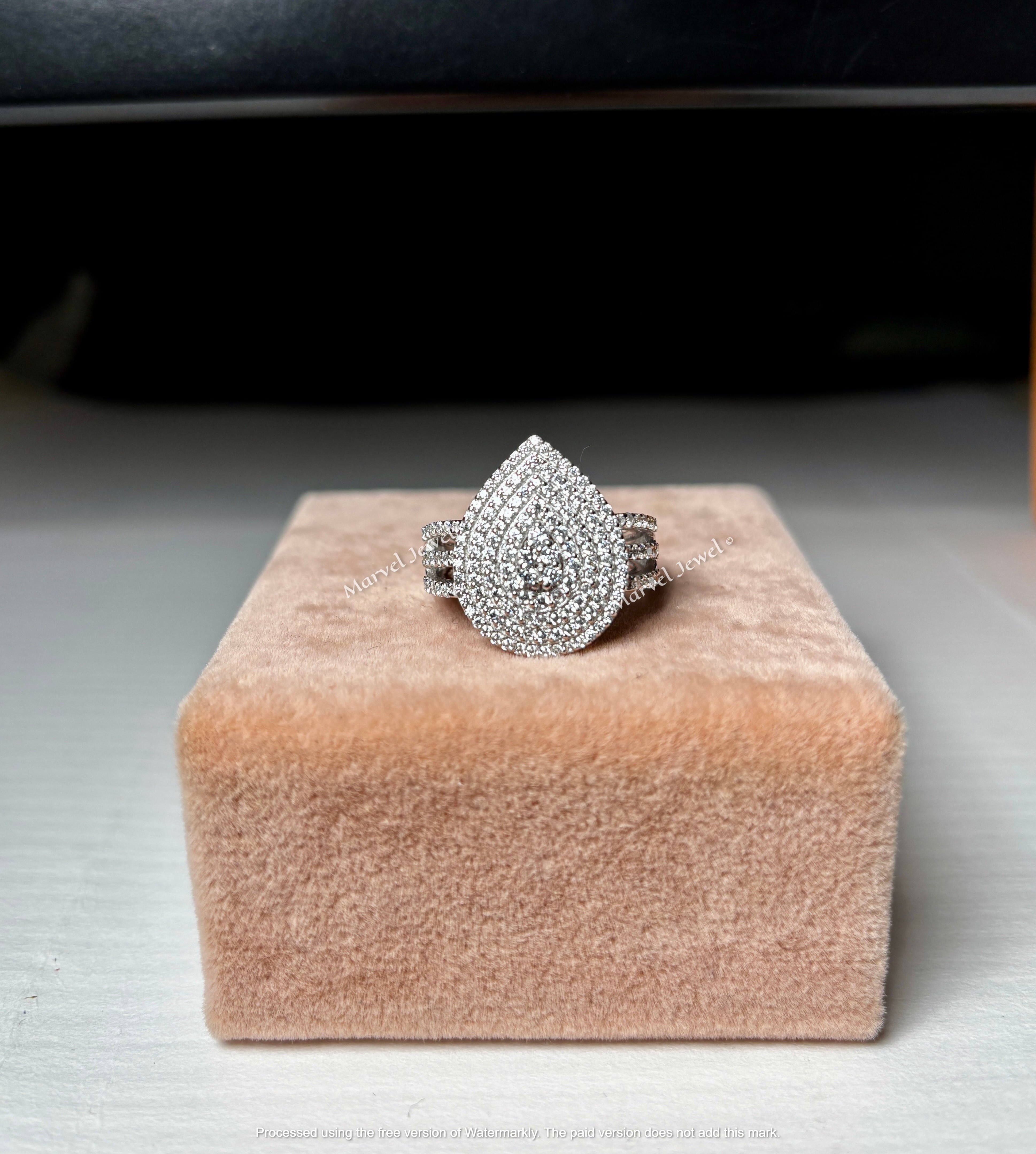 2.2 Carat Diamond Ring 14K White Gold Over Women Gift