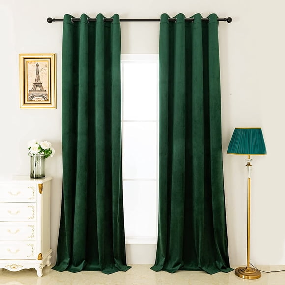 EcoNesxp 52 inches 2 pieces for living room bedroom x dark green grommet thermal insulation curtains