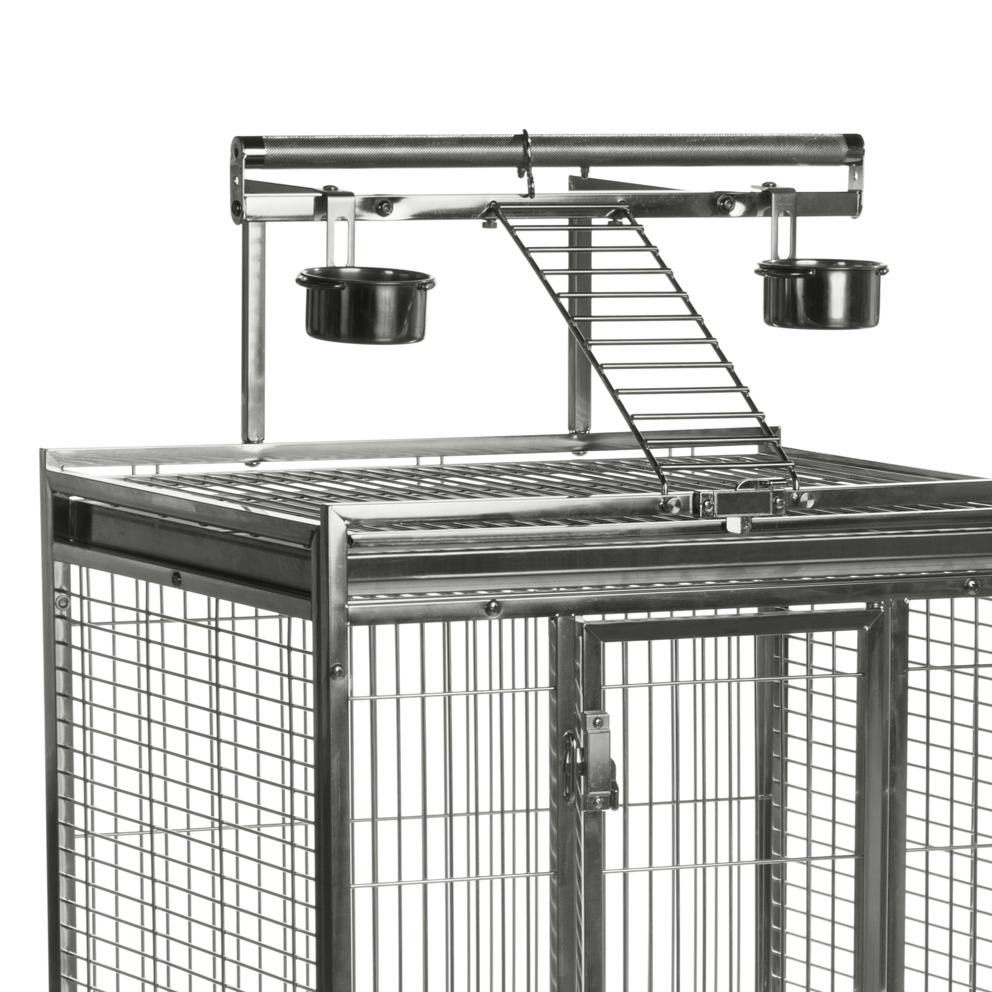 Prevue Pet Products Stainless Steel Playtop Bird Cage - Ideal for Cockatiels, Quakers, Green Cheek Conures, Parakeets, Lovebirds, Small Amazons, Parrots, Rolling Enclosure - Stainless Steel, Medium