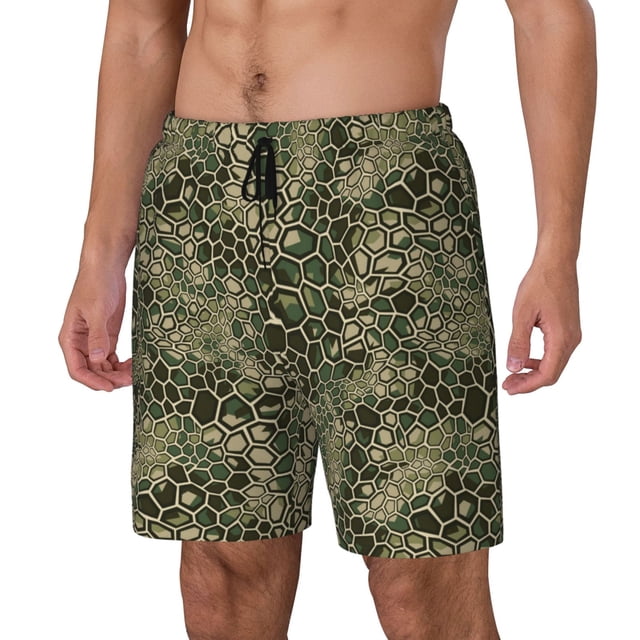 Balery Green Snake Skin Bañador para hombre, shorts de playa de secado rápido con entrepierna y forro de compresión-Small