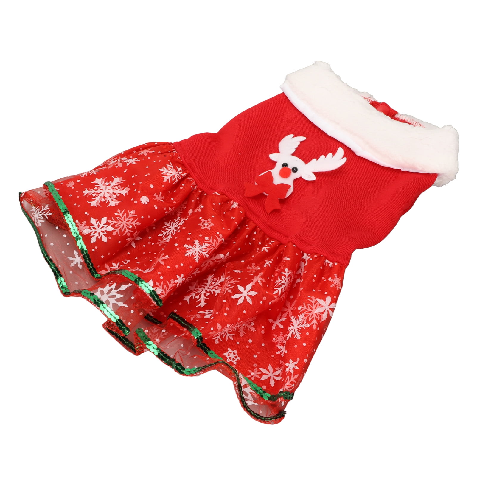 Christmas Dog Dress Cute Puppy Skirt Christmas Holiday Theme Dog Clothes With Elk Decoration And Sequins Girl Puppy Costume For Small Dogs Girl