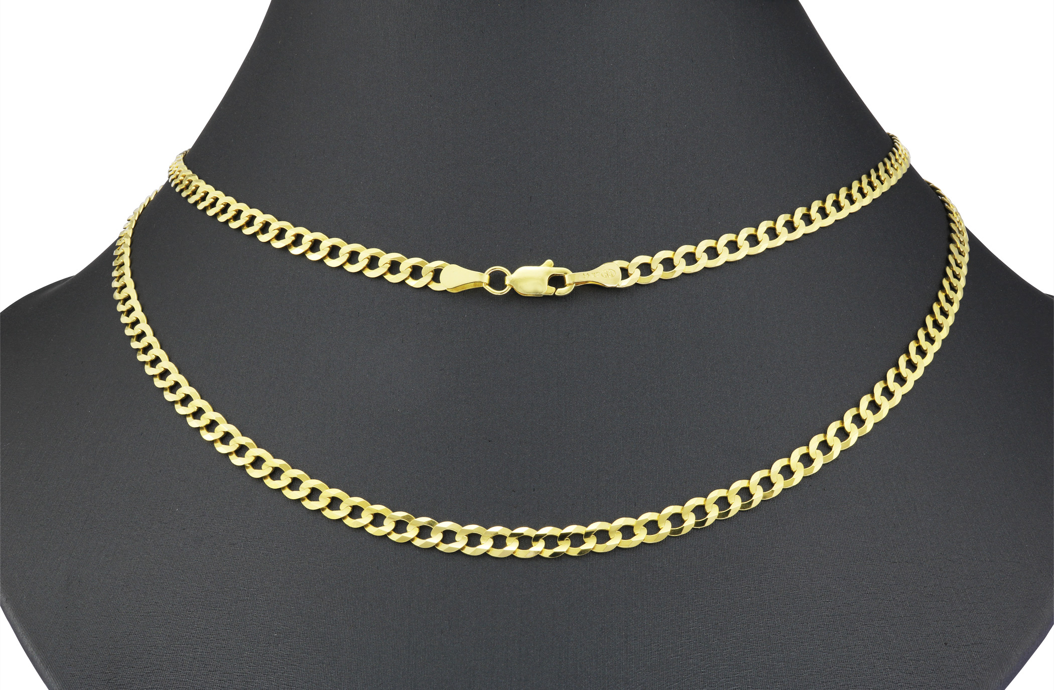 Nuragold 14k Yellow Gold 4mm Solid Cuban Curb Link Chain Pendant