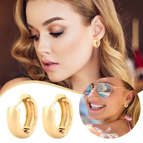 Petites Boucles d'Oreilles Épaisses pour Femmes Filles Créoles Dorées Boucles d'Oreilles Câlines pour Hommes Accessoires Photo Nouvel An 2022 Accessoires de Photomaton de Plage Lumière de Fond pour Enregistrement Vidéo Boîtes Photo