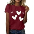 thumbnail image 5 of Nmnitkp Womens Tops Casual Crewneck Tee - Valentines Day Graphic Short Sleeve T-Shirt Wine,XL, 5 of 5