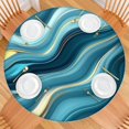 thumbnail image 2 of Blue Gold Marble Pattern Round Fitted Tablecloth with Elastic Edge,Dining Table Cover Waterproof,Outdoor Round Tablecloth for Camping,Dining,Indoor and Outdoor, 2 of 7