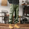 thumbnail image 4 of Pantalones negros de otoño para hombre, pantalones cargo para hombre, multibolsillos, ropa de trabajo de color caqui, multibolsillos, ropa holgada barata más barata Y2k, 4 of 5