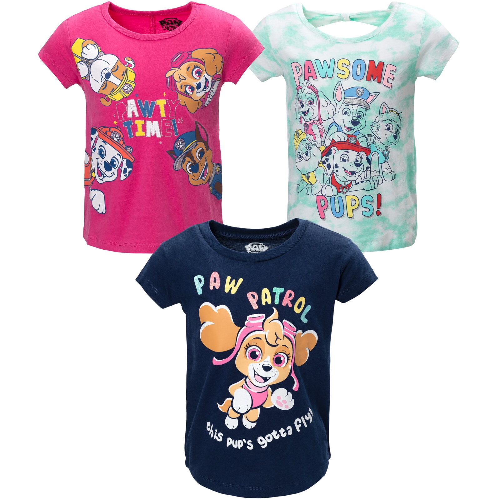 Patrol Skye Rubble Marshall Everest Toddler Girls 3 Pack Graphic -Shirts - Walmart.com