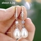 thumbnail image 5 of Pendientes de perlas artificiales en forma de gota barrocas para mujer, elegantes pendientes de novia con incrustaciones de diamantes a juego, 5 of 5