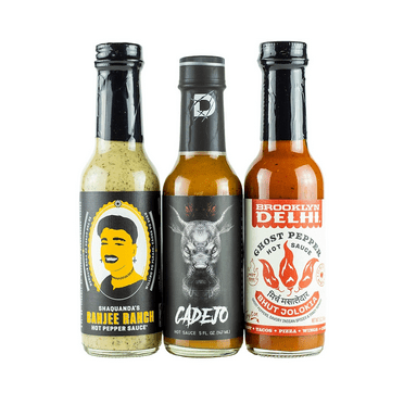 Hot Ones Season 20 Warmup Pack Lineup, Mild Flavor Hot Sauce Variety Pack Made With Natural Ingredients: Banjee Ranch, Cadejo, Ghost Pepper, Perfect For Superfans & Mini Wing Challenge, 5 fl oz Bottle
