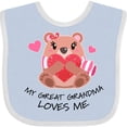 thumbnail image 3 of Inktastic My Great Grandma Loves Me- Bear and Hearts Boys or Girls Baby Bib, 3 of 4