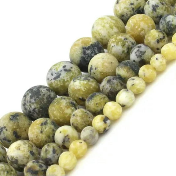 HOOUN 4-12mm Natural Turquoises Howlite Sediment Round Loose Beads for Jewelry Making-yellow skin howlite-4mm 91pcs beads