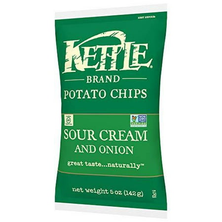 Kettle Brand Potato Chips, Sour Cream and Onion, 5 Ounce (Pack of