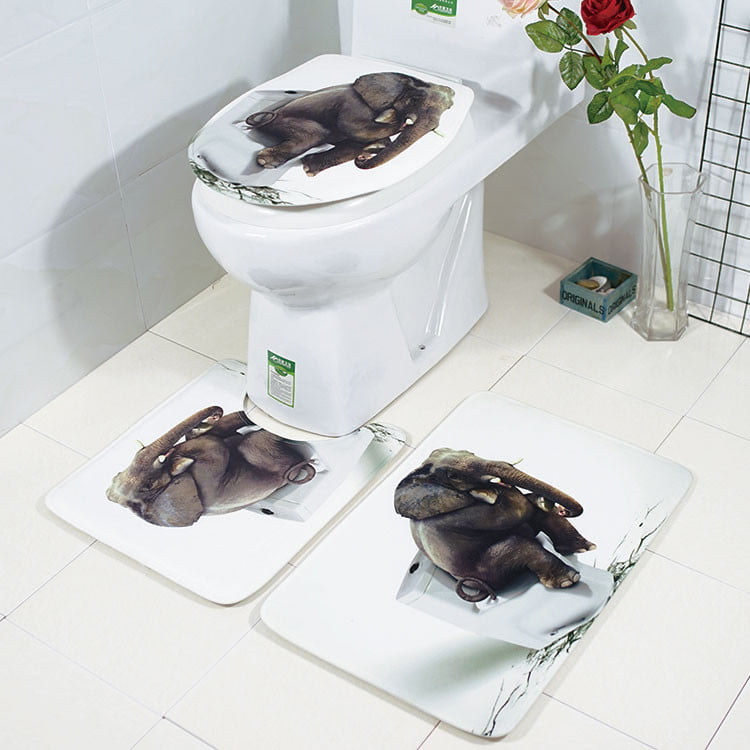 Bath Mats Set Super Mario 3PCS Bathroom Non Slip Pedestal Rug Lid Toilet Cover 