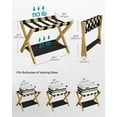 thumbnail image 3 of Bamboo Luggage Rack Set of 2 Foldable Suitcase Stand with Fabric Storage Shelf for Guest Room Hotel Bedroom Holds up to 131 lb Natural Beige, 3 of 5