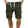 thumbnail image 2 of Outfmvch Cargo Pants For Men Mens Shorts Men'S Summer Casual Solid Shorts Drawstring Pocket Button Shorts Pants Long Johns For Men Army Green L, 2 of 9