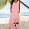thumbnail image 4 of gakvbuo Summer Tank Dress For Women Maxi Dress Sundress Linen Dress Women's Summer Casual Solid Color Sleeveless Round Neck Pocket Dress Skirt, 4 of 6