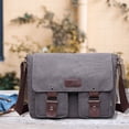 thumbnail image 5 of Canvas Messenger Bag Vintage Laptop Shoulder Bag Military Crossbody Bag - gray, 5 of 5