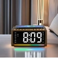 thumbnail image 4 of Wooden Alarm Clock Radio with Large Numbers, Bluetooth Speaker, 10W Wireless Charger, Dimmer, 7 Light Settings & 10 Natural Sounds, Bedside FM Radio for Bedroom Décor, 4 of 8
