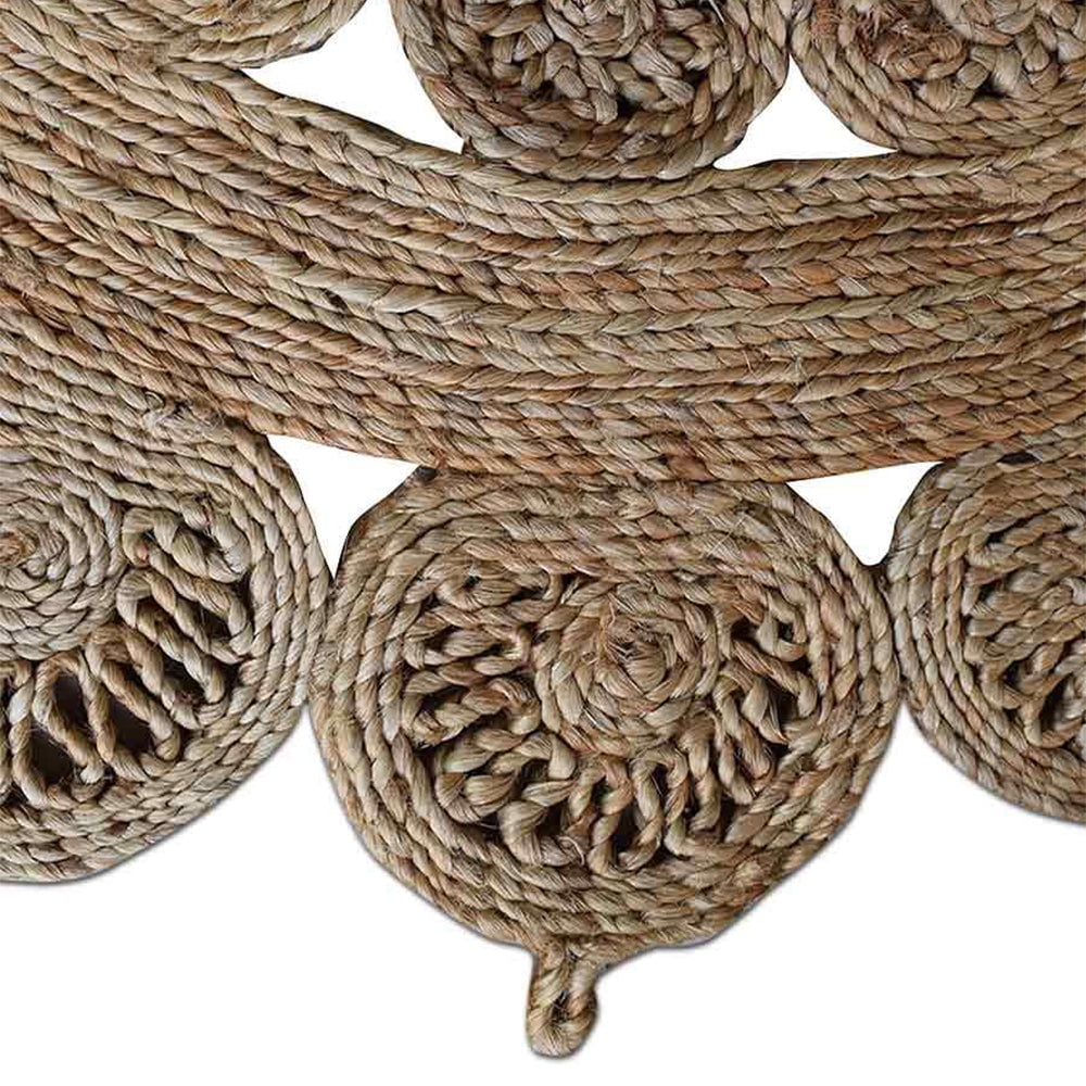 Rugsotic Carpets Hand Woven Jute 8'x8' Round Area Rug Oriental Beige J00003