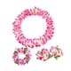 thumbnail image 5 of Conjunto de leis hawaianos, guirnalda, collar, diadema, pulseras, flores artificiales portátiles Rosa, 5 of 9