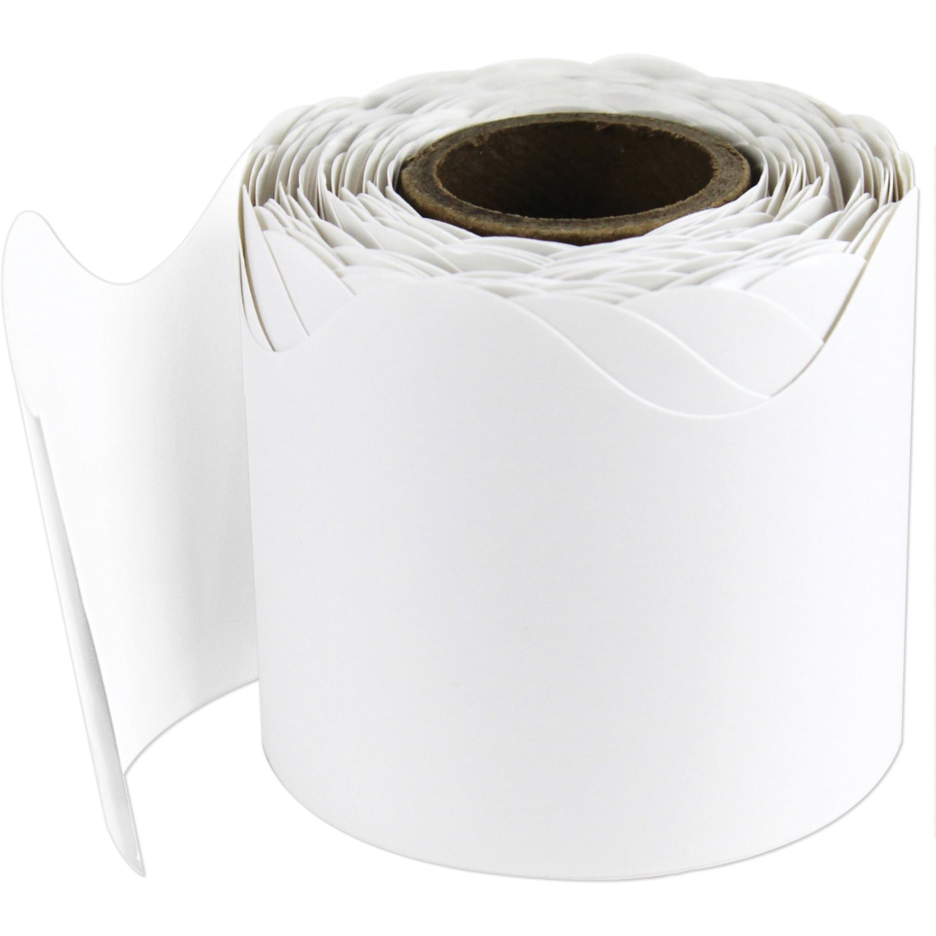 Carson Dellosa Education, CDP108275, Plain Continuous-Roll Scalloped Border, 1 Per Roll, White