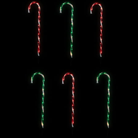 Northlight Lighted Outdoor Christmas Candy Cane Pathway Markers - 28" - Red and Green - Set of 6
