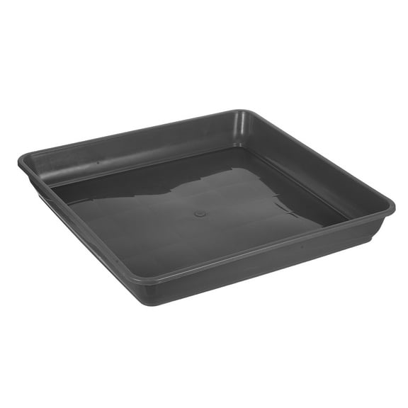 OUNONA 2pcs Grey Decorative Plant Trays with Drainage Feature, PP Material for Garden and Indoor Use