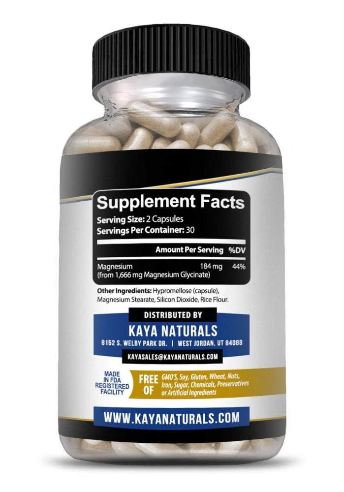 Magnesium Glycinate 184 MG Chelated RLS Improved Sleep, Stress