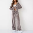 thumbnail image 6 of Quixlent Womens 2 Piece Velour Tracksuit Soft Velvet Hoodies Outfits Athletic Zip Up Jacket And Wide Leg Pants Sweatsuit Set, 6 of 8