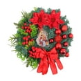 thumbnail image 1 of Corona navideña para puerta, decoración navideña, adorno colgante con vegetación, guirnalda de bolas navideñas para puerta de entrada, accesorio Rojo 30cmx30cmx8cm, 1 of 8