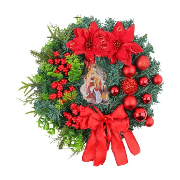 Corona navideña, decoración navideña, corona de bolas navideñas artificiales para la puerta de entrada (tienda) Rojo 30cmx30cmx8cm