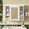 thumbnail image 2 of 36 Inch Wall Mounted Medicine Cabinet, Bathroom Storage Cabinet with Mirror Door and 6 Adjustable Open Shelf, Mirror Cabinet for Bathroom (White), 2 of 7