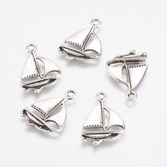 100pc Alloy Pendants Sailing Boat Antique Silver 23x16x2mm Hole: 2mm