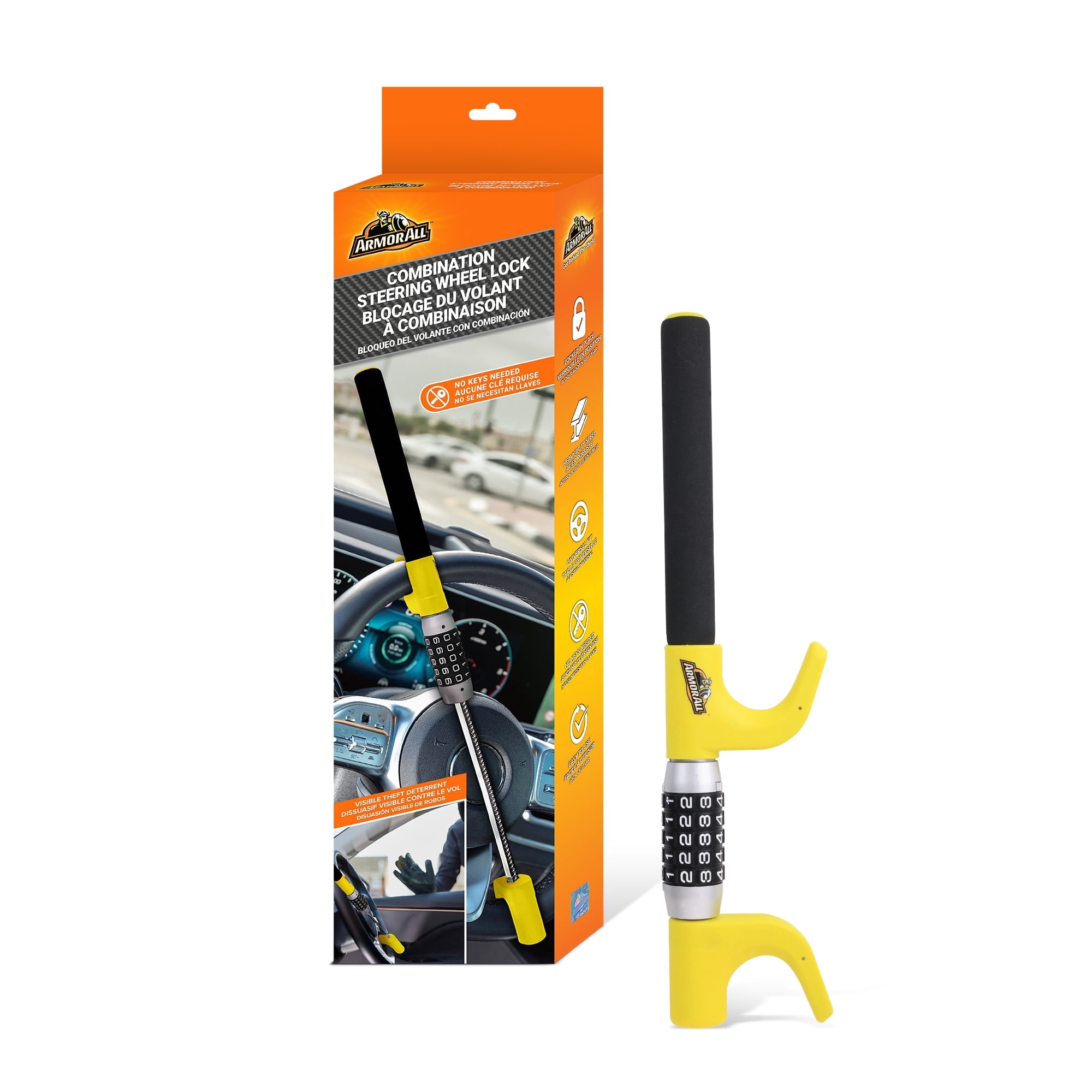 Universal Vehicle Steering Wheel Lock, Heavy Duty Anti-Theft