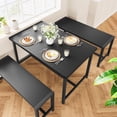thumbnail image 2 of Compact negra 3-piece dining set perfect para 4 includes 2 benches de esquina protectors & h-frame-ideal para para small spaces & apartments, 2 of 7