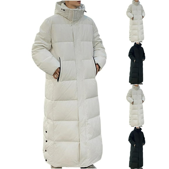 YHAJDS Men's Winter Casual Coat,Men Lightweight Jacket Winter Coats for Men Casual Jackets for Men Long Sleeve Loose Zip Up Hooded Jacket Casual Warm Outerwear with Pockets for Winter Outings