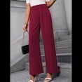thumbnail image 4 of Pantalones de Trabajo Elásticos de Pierna para Mujer, Pantalones de Vestir, Pantalones Casuales de Negocios de Cintura Alta, Pantalones de Vestir Vino Tinto M, 4 of 9