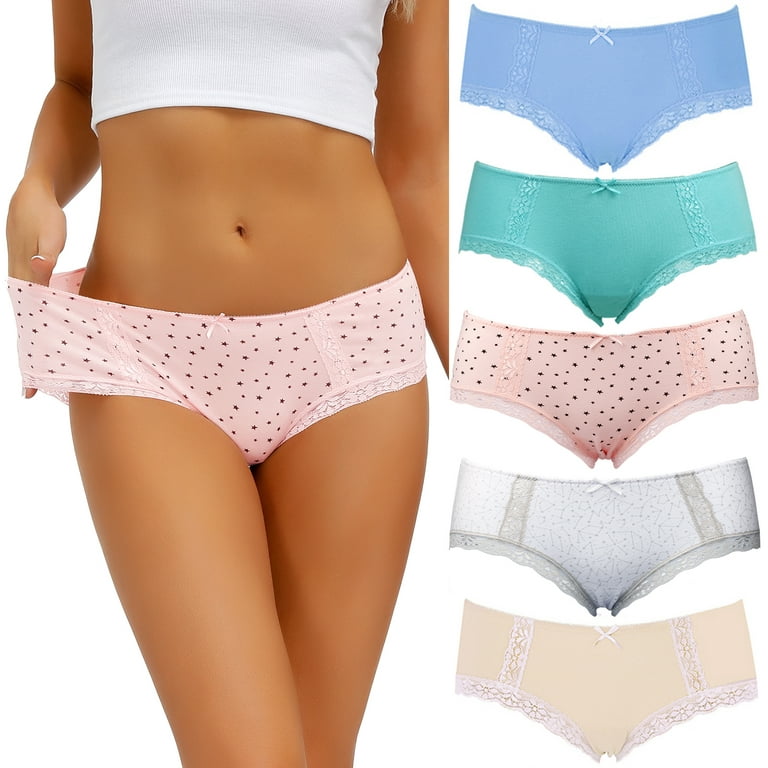BeautyIn Women's Cotton Panties Underwear Comfort Lace Trim
