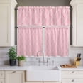 thumbnail image 4 of 3 Piece Kitchen Curtains and Valances Set Pink White Stripes Cafe Curtains 24 Inch Length Simple Geometric Modern Monochrome Valance & Tier Curtain for Living Room Bedroom Window 54"x18"+27"x24"*2, 4 of 6