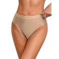 thumbnail image 3 of DPOIS Women's Glossy Seamless Briefs Underwear Stretchy High Waist Bottoms Briefs Coffee L, 3 of 5